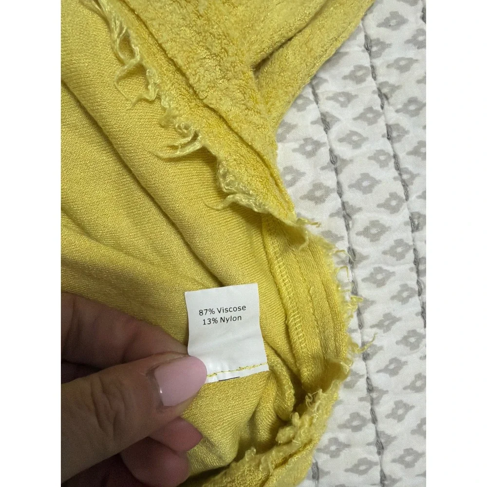 Free People Emma's Yellow Tie Front Henley Long‎ Sleeve Textured Knit Top XS